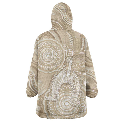 50 Years Deadly NAIDOC Week 2026 Personalised Wearable Blanket Hoodie Dhari Beige Indigenous Art
