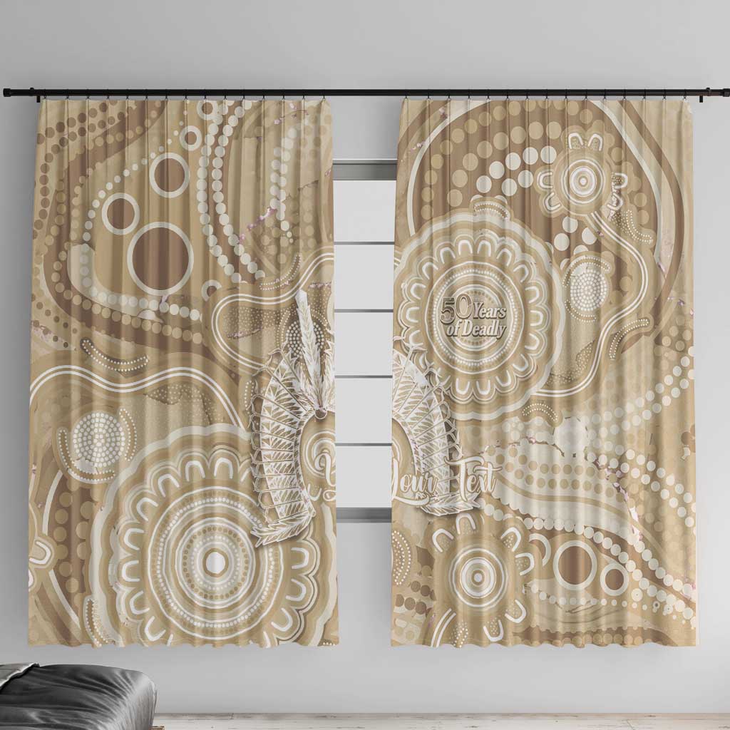 50 Years Deadly NAIDOC Week 2026 Personalised Window Curtain Dhari Beige Indigenous Art