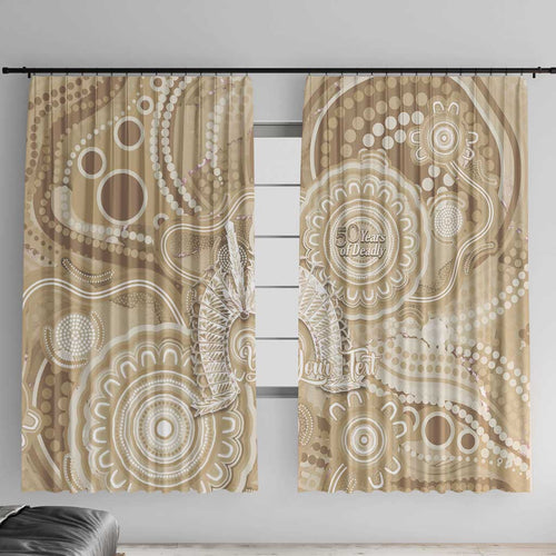 50 Years Deadly NAIDOC Week 2026 Personalised Window Curtain Dhari Beige Indigenous Art