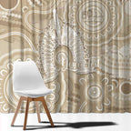 50 Years Deadly NAIDOC Week 2026 Personalised Window Curtain Dhari Beige Indigenous Art