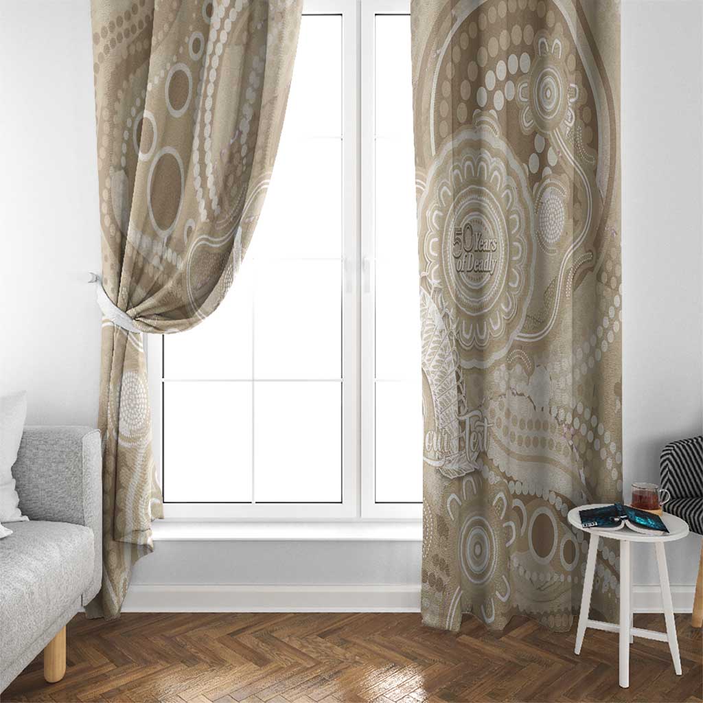 50 Years Deadly NAIDOC Week 2026 Personalised Window Curtain Dhari Beige Indigenous Art