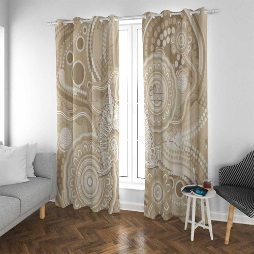 50 Years Deadly NAIDOC Week 2026 Personalised Window Curtain Dhari Beige Indigenous Art