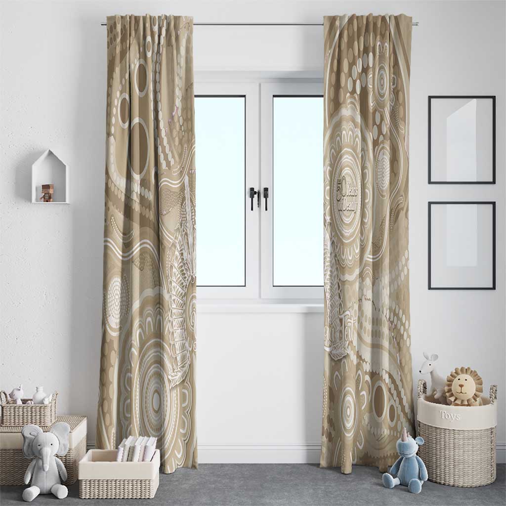 50 Years Deadly NAIDOC Week 2026 Personalised Window Curtain Dhari Beige Indigenous Art