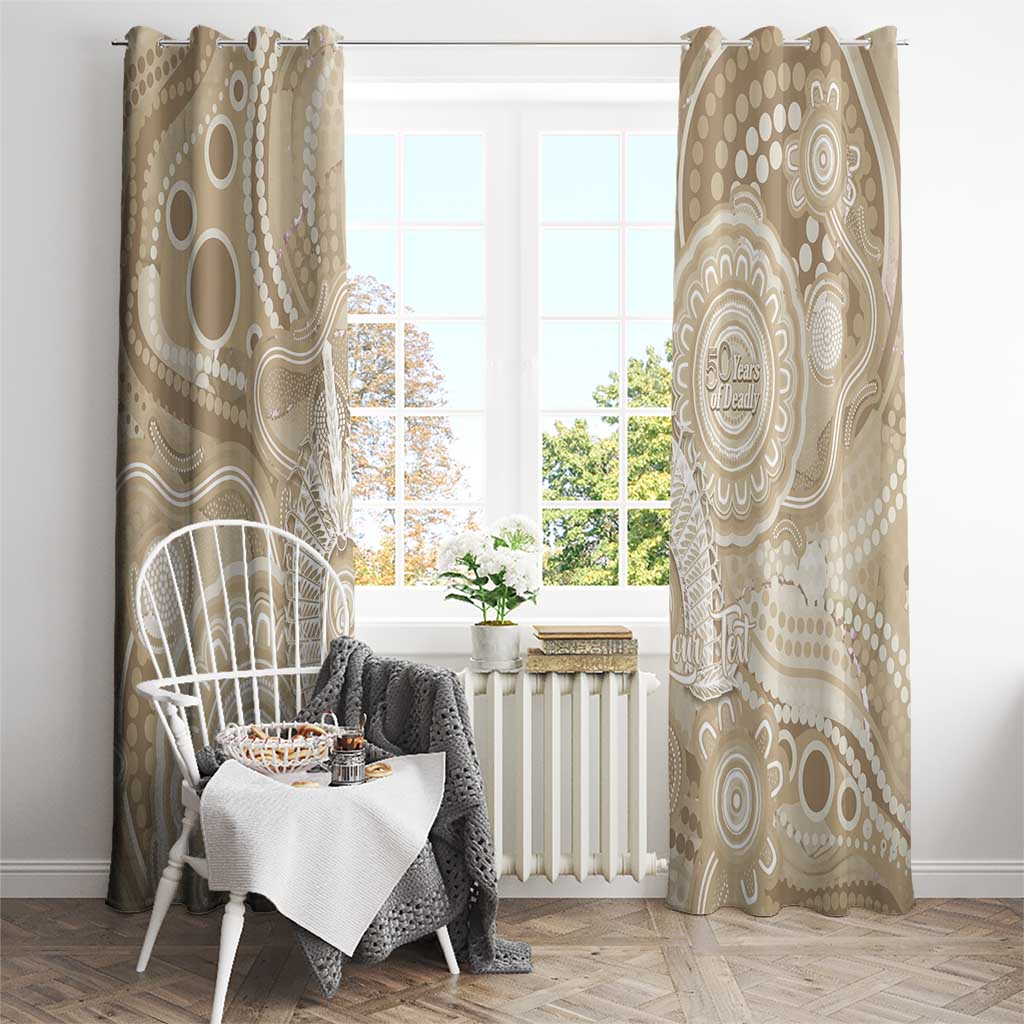 50 Years Deadly NAIDOC Week 2026 Personalised Window Curtain Dhari Beige Indigenous Art