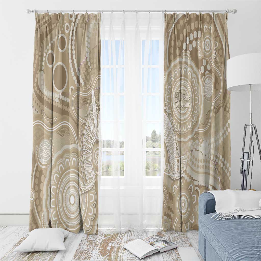 50 Years Deadly NAIDOC Week 2026 Personalised Window Curtain Dhari Beige Indigenous Art