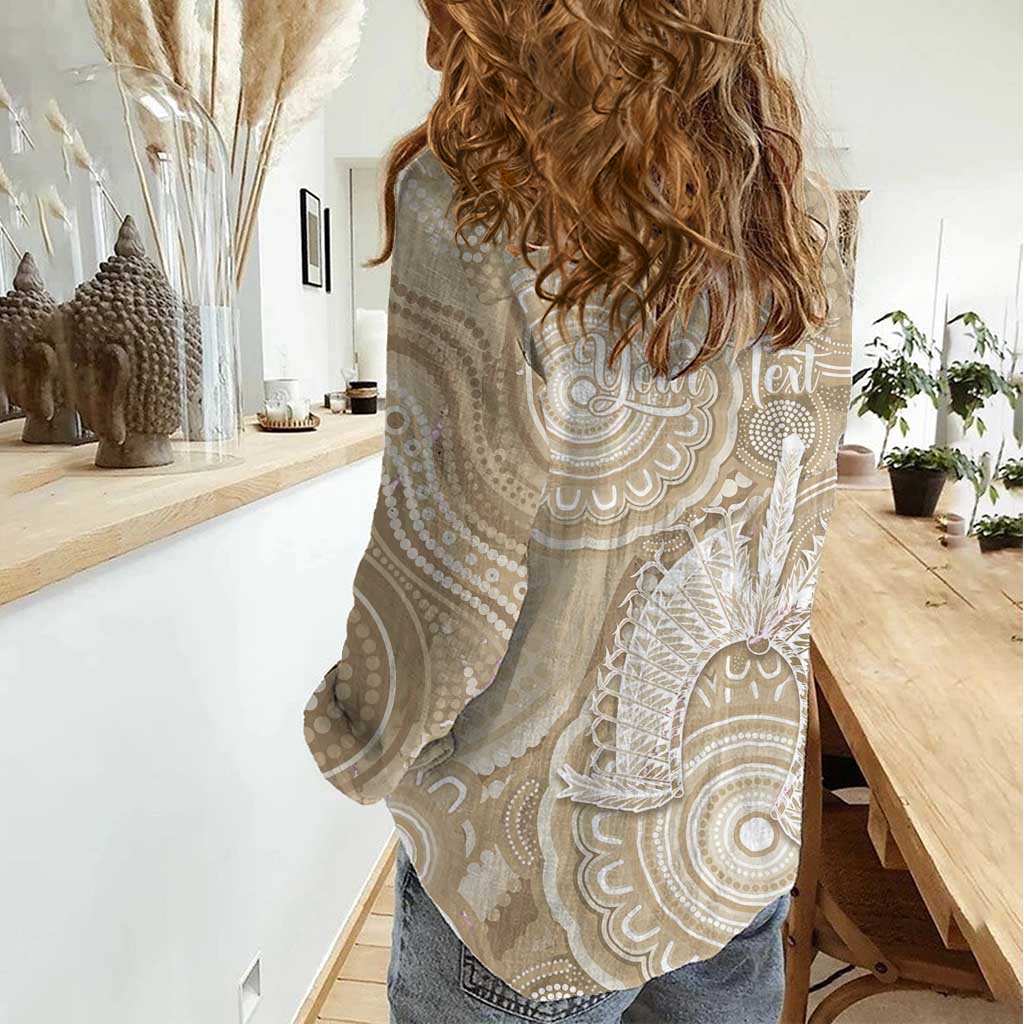 50 Years Deadly NAIDOC Week 2026 Personalised Women Casual Shirt Dhari Beige Indigenous Art