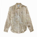 50 Years Deadly NAIDOC Week 2026 Personalised Women Casual Shirt Dhari Beige Indigenous Art