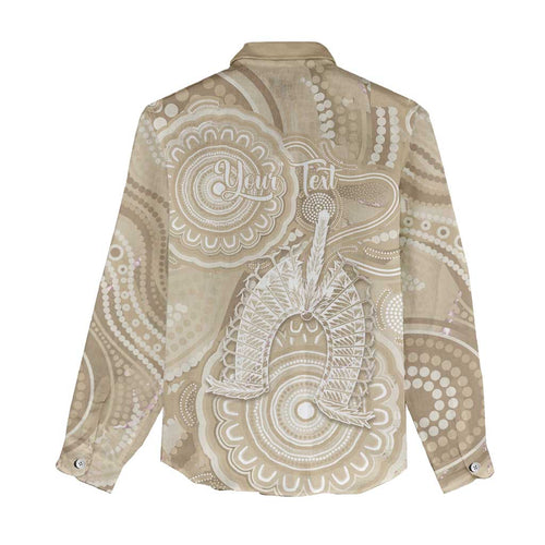 50 Years Deadly NAIDOC Week 2026 Personalised Women Casual Shirt Dhari Beige Indigenous Art
