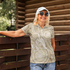 50 Years Deadly NAIDOC Week 2026 Personalised Women Polo Shirt Dhari Beige Indigenous Art