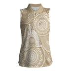 50 Years Deadly NAIDOC Week 2026 Personalised Women Sleeveless Polo Shirt Dhari Beige Indigenous Art