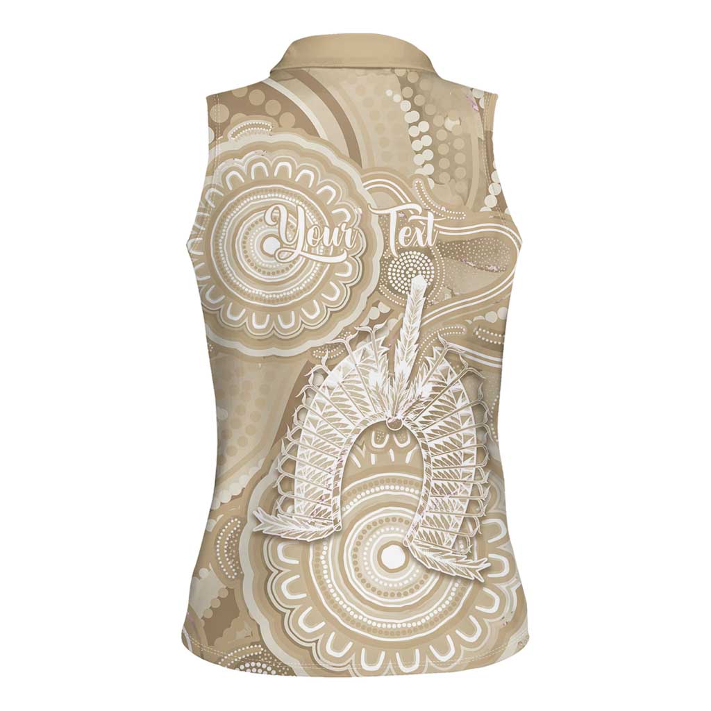 50 Years Deadly NAIDOC Week 2026 Personalised Women Sleeveless Polo Shirt Dhari Beige Indigenous Art