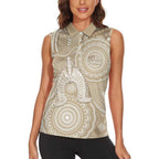 50 Years Deadly NAIDOC Week 2026 Personalised Women Sleeveless Polo Shirt Dhari Beige Indigenous Art