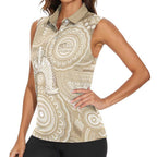 50 Years Deadly NAIDOC Week 2026 Personalised Women Sleeveless Polo Shirt Dhari Beige Indigenous Art