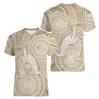 50 Years Deadly NAIDOC Week 2026 Personalised Women V-Neck T-Shirt Dhari Beige Indigenous Art