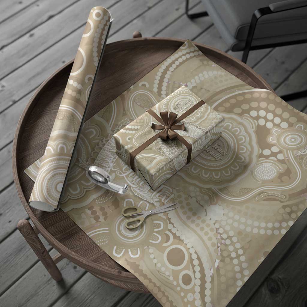 50 Years Deadly NAIDOC Week 2026 Personalised Wrapping Paper Dhari Beige Indigenous Art