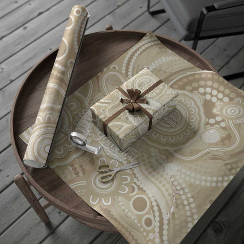 50 Years Deadly NAIDOC Week 2026 Personalised Wrapping Paper Dhari Beige Indigenous Art