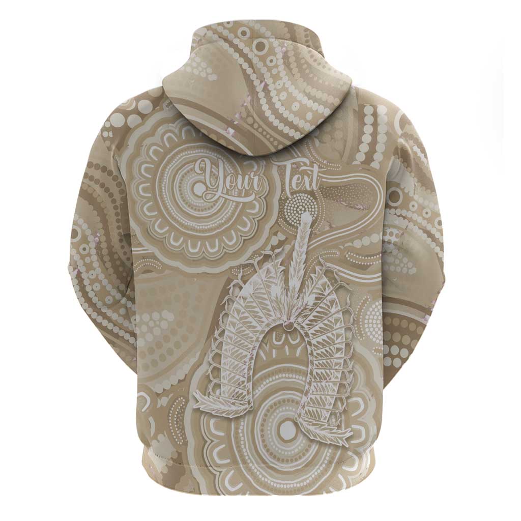 50 Years Deadly NAIDOC Week 2026 Personalised Zip Hoodie Dhari Beige Indigenous Art