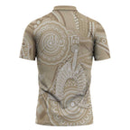 50 Years Deadly NAIDOC Week 2026 Personalised Zipper Polo Shirt Dhari Beige Indigenous Art