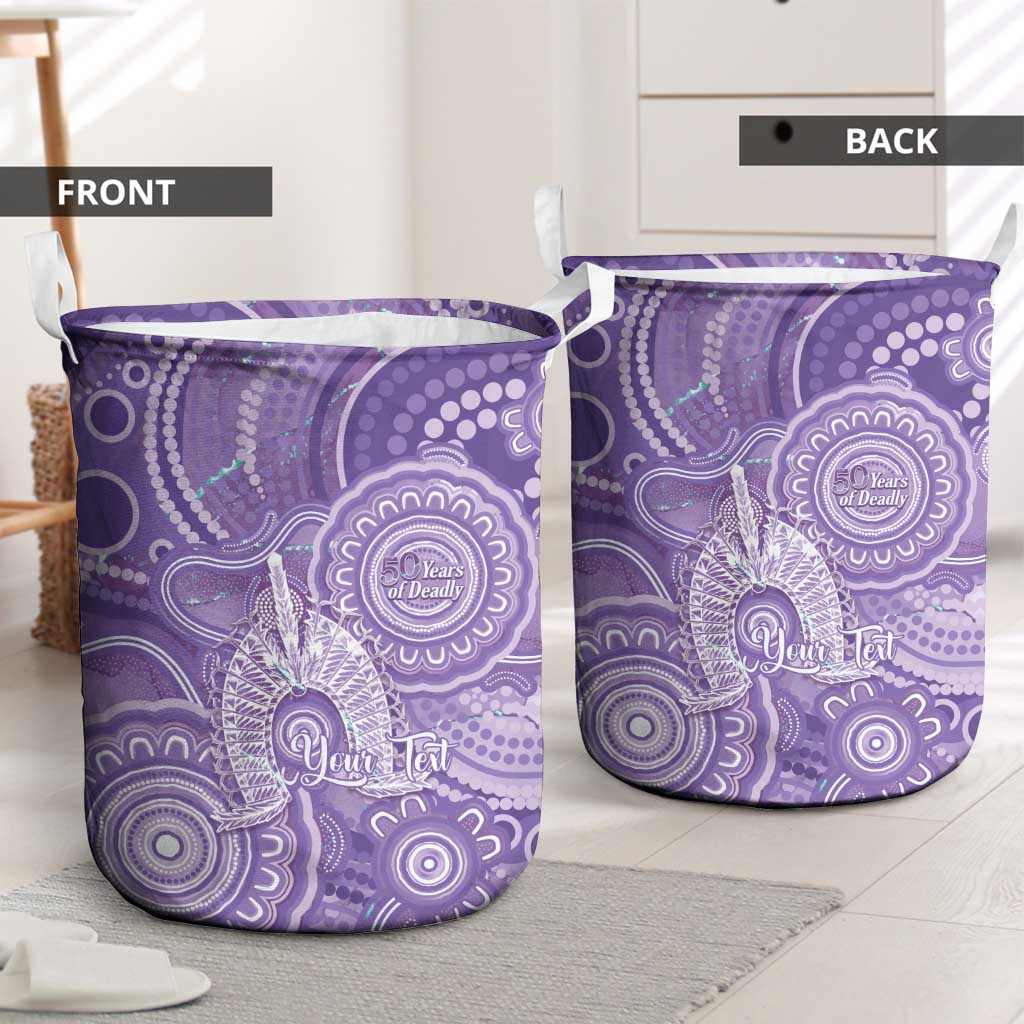 50 Years Deadly NAIDOC Week 2026 Personalised Laundry Basket Dhari Purple Indigenous Art