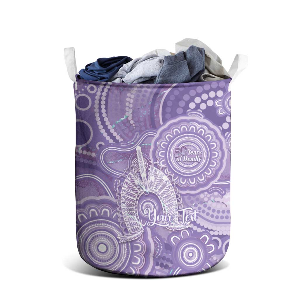 50 Years Deadly NAIDOC Week 2026 Personalised Laundry Basket Dhari Purple Indigenous Art