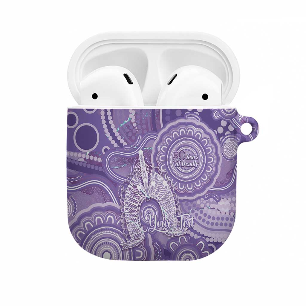 50 Years Deadly NAIDOC Week 2026 Personalised AirPods Case Dhari Purple Indigenous Art