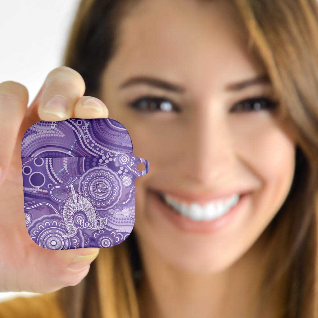50 Years Deadly NAIDOC Week 2026 Personalised AirPods Case Dhari Purple Indigenous Art