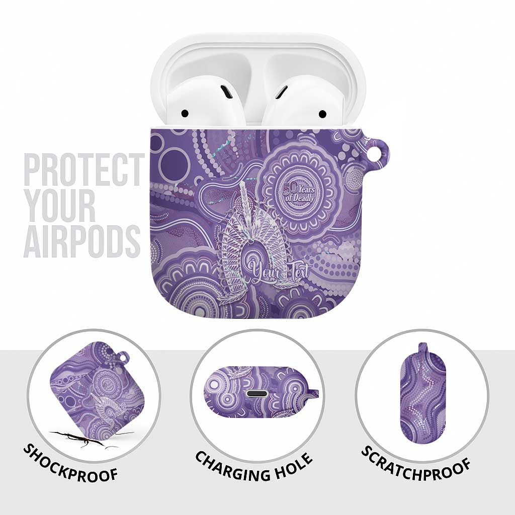 50 Years Deadly NAIDOC Week 2026 Personalised AirPods Case Dhari Purple Indigenous Art