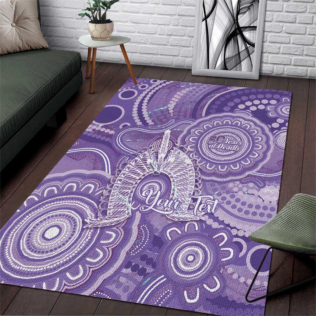 50 Years Deadly NAIDOC Week 2026 Personalised Area Rug Dhari Purple Indigenous Art