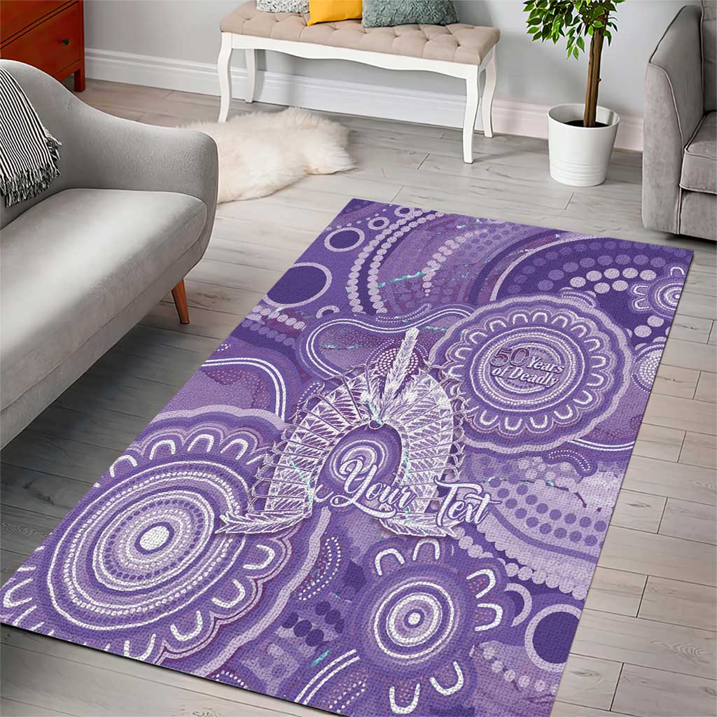 50 Years Deadly NAIDOC Week 2026 Personalised Area Rug Dhari Purple Indigenous Art