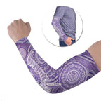50 Years Deadly NAIDOC Week 2026 Personalised Arm Sleeves Dhari Purple Indigenous Art