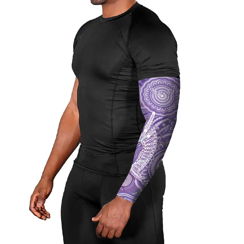 50 Years Deadly NAIDOC Week 2026 Personalised Arm Sleeves Dhari Purple Indigenous Art