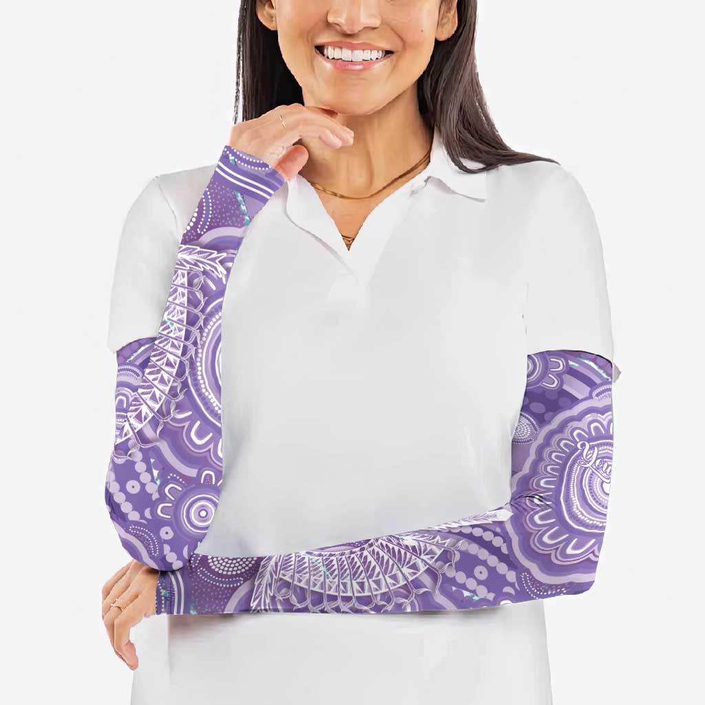 50 Years Deadly NAIDOC Week 2026 Personalised Arm Sleeves Dhari Purple Indigenous Art