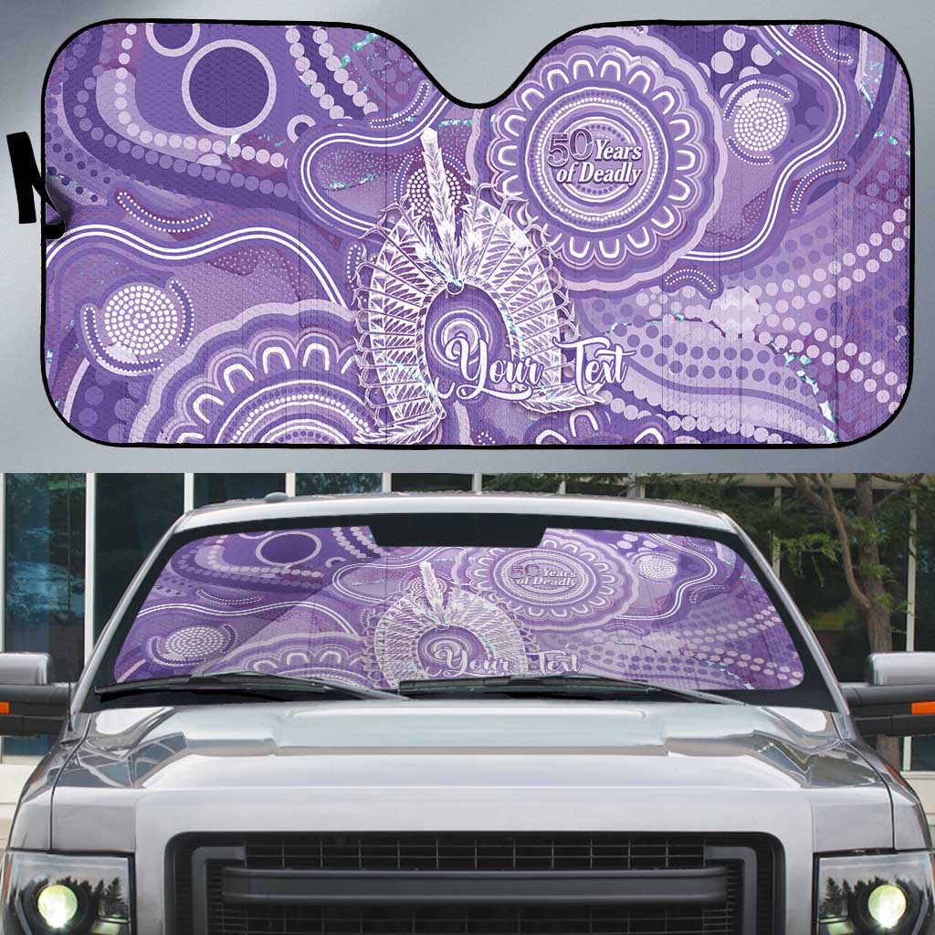 50 Years Deadly NAIDOC Week 2026 Personalised Auto Sun Shade Dhari Purple Indigenous Art