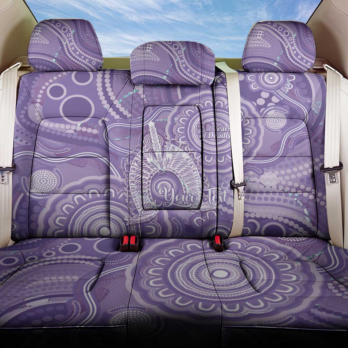 50 Years Deadly NAIDOC Week 2026 Personalised Back Car Seat Cover Dhari Purple Indigenous Art