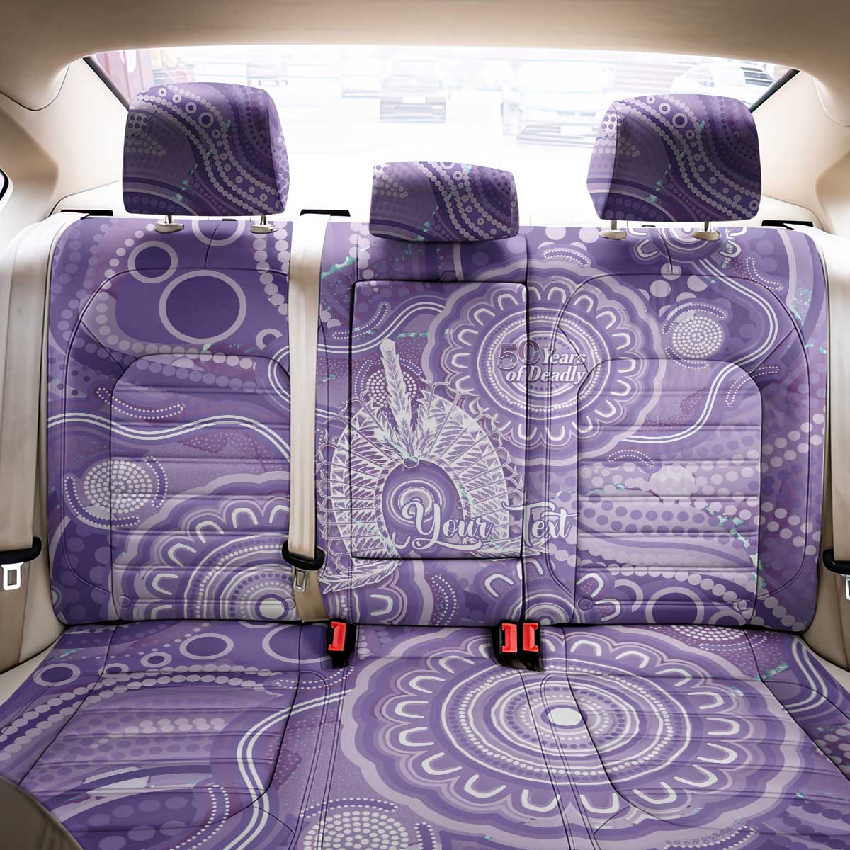 50 Years Deadly NAIDOC Week 2026 Personalised Back Car Seat Cover Dhari Purple Indigenous Art