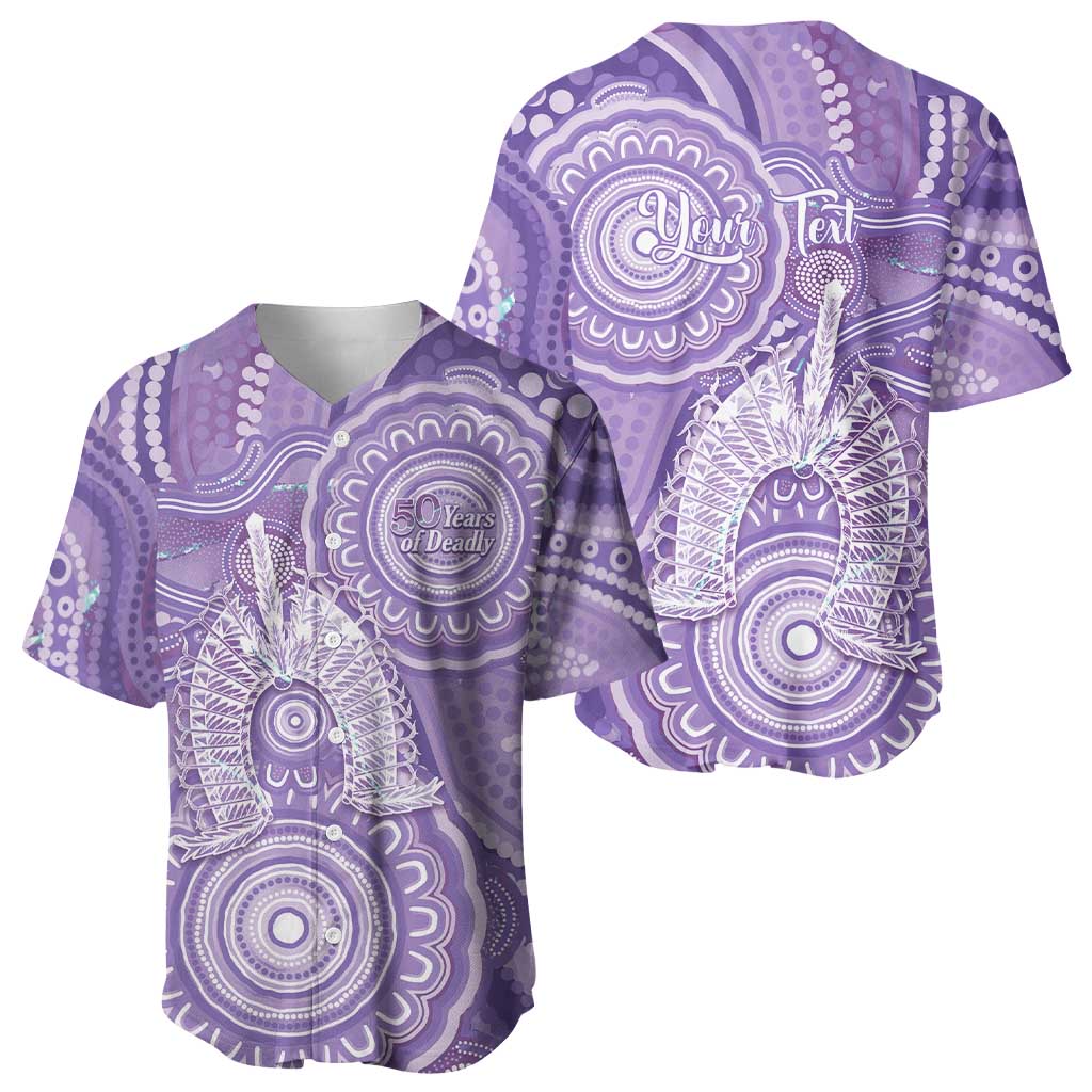 50 Years Deadly NAIDOC Week 2026 Personalised Baseball Jersey Dhari Purple Indigenous Art