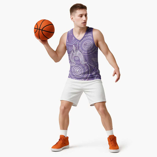 50 Years Deadly NAIDOC Week 2026 Personalised Basketball Jersey Dhari Purple Indigenous Art
