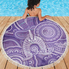 50 Years Deadly NAIDOC Week 2026 Personalised Beach Blanket Dhari Purple Indigenous Art