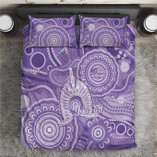50 Years Deadly NAIDOC Week 2026 Personalised Bedding Set Dhari Purple Indigenous Art