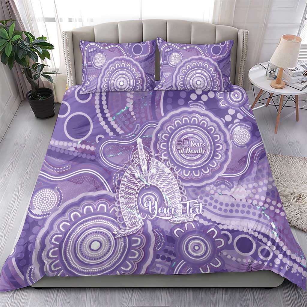50 Years Deadly NAIDOC Week 2026 Personalised Bedding Set Dhari Purple Indigenous Art