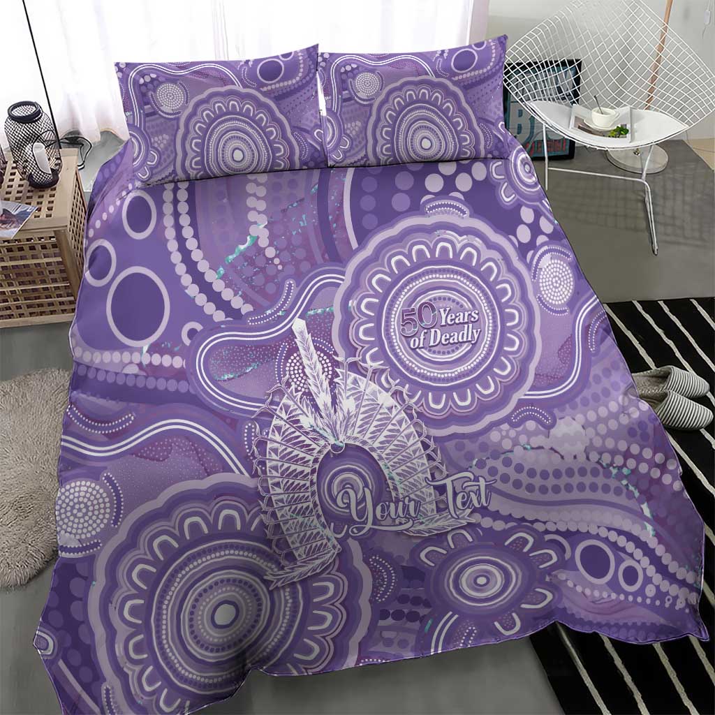 50 Years Deadly NAIDOC Week 2026 Personalised Bedding Set Dhari Purple Indigenous Art