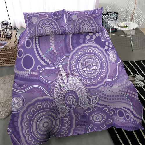 50 Years Deadly NAIDOC Week 2026 Personalised Bedding Set Dhari Purple Indigenous Art