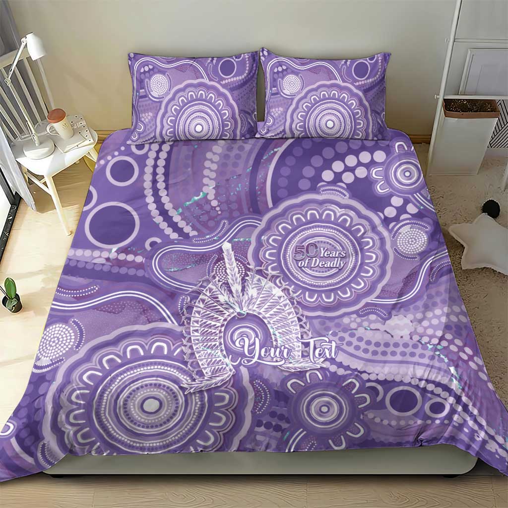 50 Years Deadly NAIDOC Week 2026 Personalised Bedding Set Dhari Purple Indigenous Art