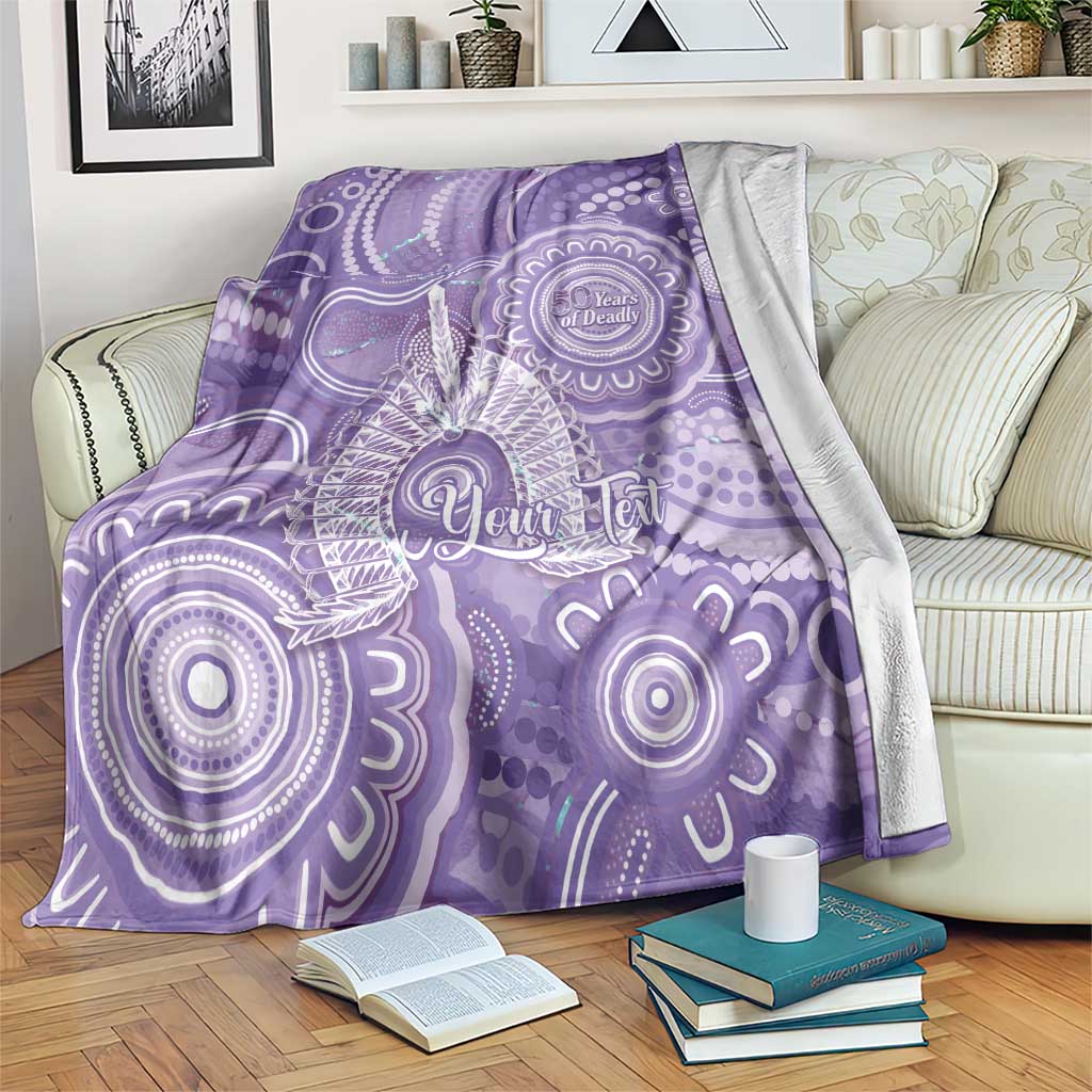 50 Years Deadly NAIDOC Week 2026 Personalised Blanket Dhari Purple Indigenous Art