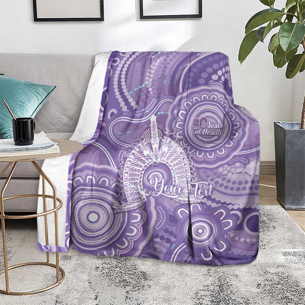 50 Years Deadly NAIDOC Week 2026 Personalised Blanket Dhari Purple Indigenous Art