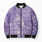 50 Years Deadly NAIDOC Week 2026 Personalised Bomber Puffer Jacket Dhari Purple Indigenous Art