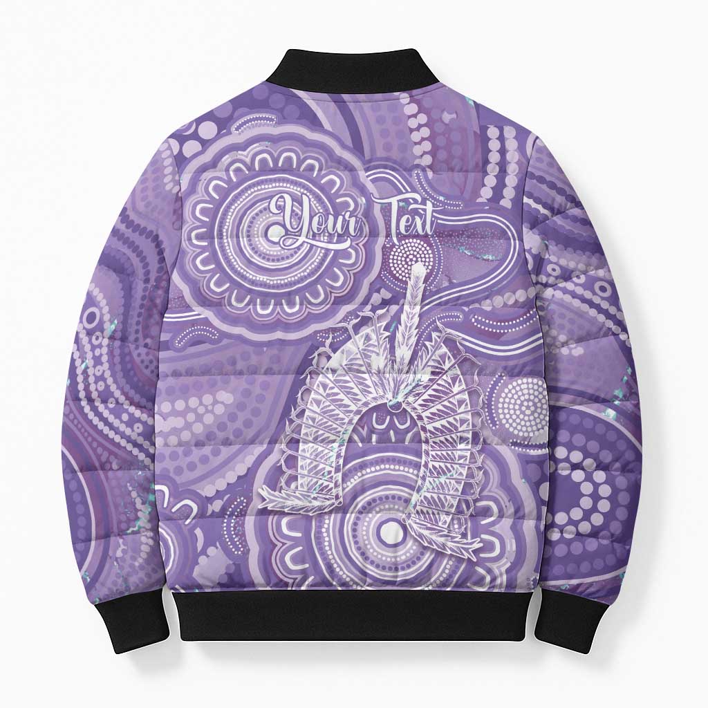 50 Years Deadly NAIDOC Week 2026 Personalised Bomber Puffer Jacket Dhari Purple Indigenous Art