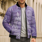 50 Years Deadly NAIDOC Week 2026 Personalised Bomber Puffer Jacket Dhari Purple Indigenous Art