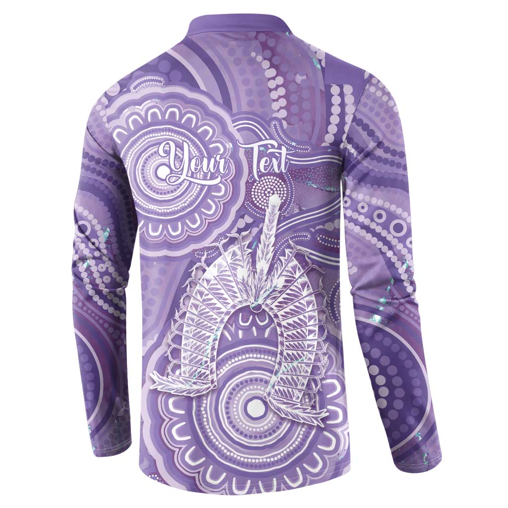 50 Years Deadly NAIDOC Week 2026 Personalised Button Sweatshirt Dhari Purple Indigenous Art
