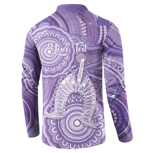 50 Years Deadly NAIDOC Week 2026 Personalised Button Sweatshirt Dhari Purple Indigenous Art